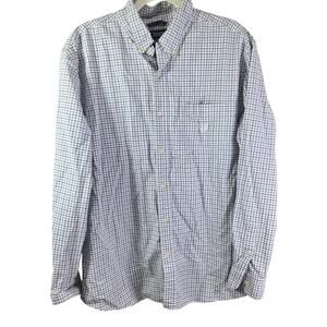 Ralph‎ Lauren Chaps stretch oxford Men's XXL long sleeve button up blue check